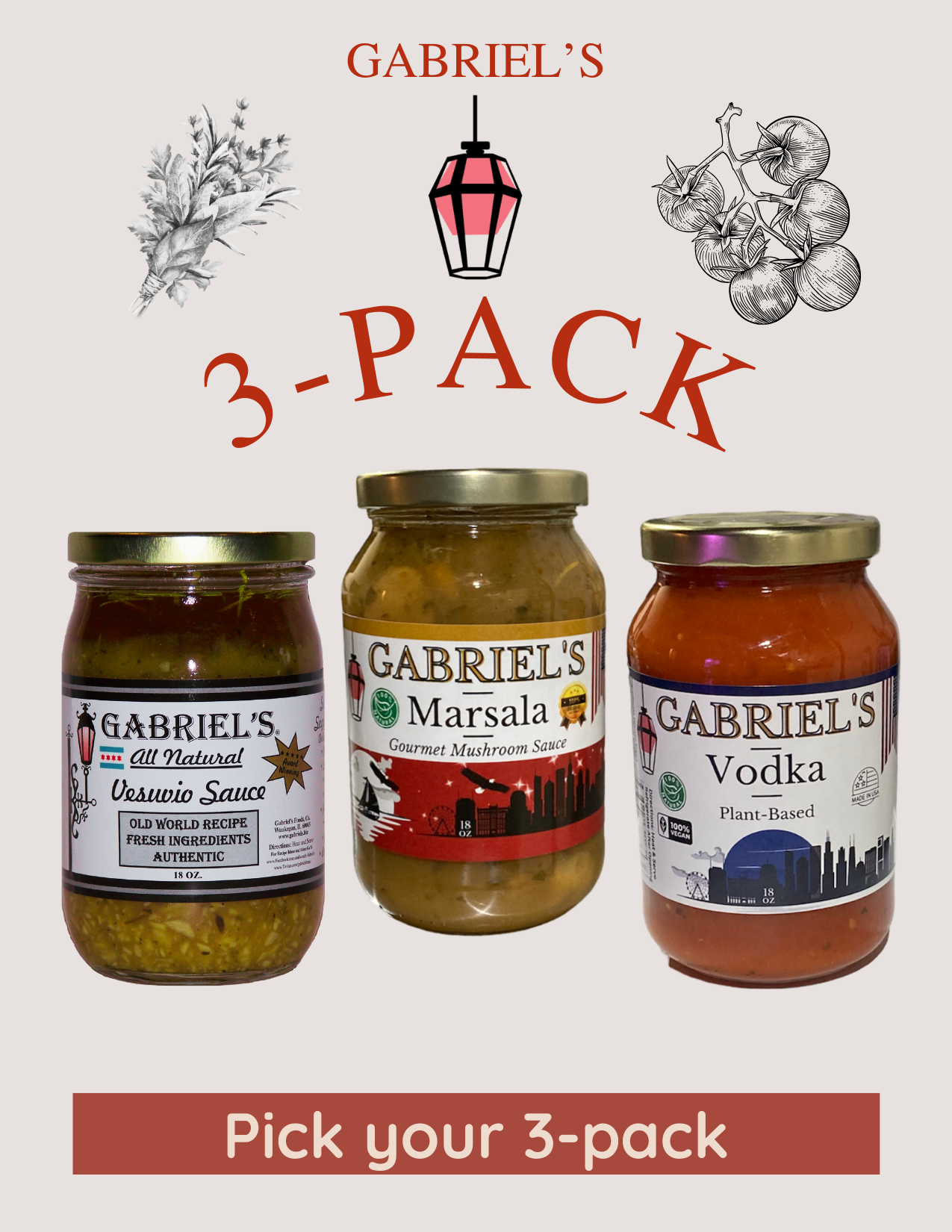 Gabriel’s Gourmet Sauce VARIETY 3-Pack